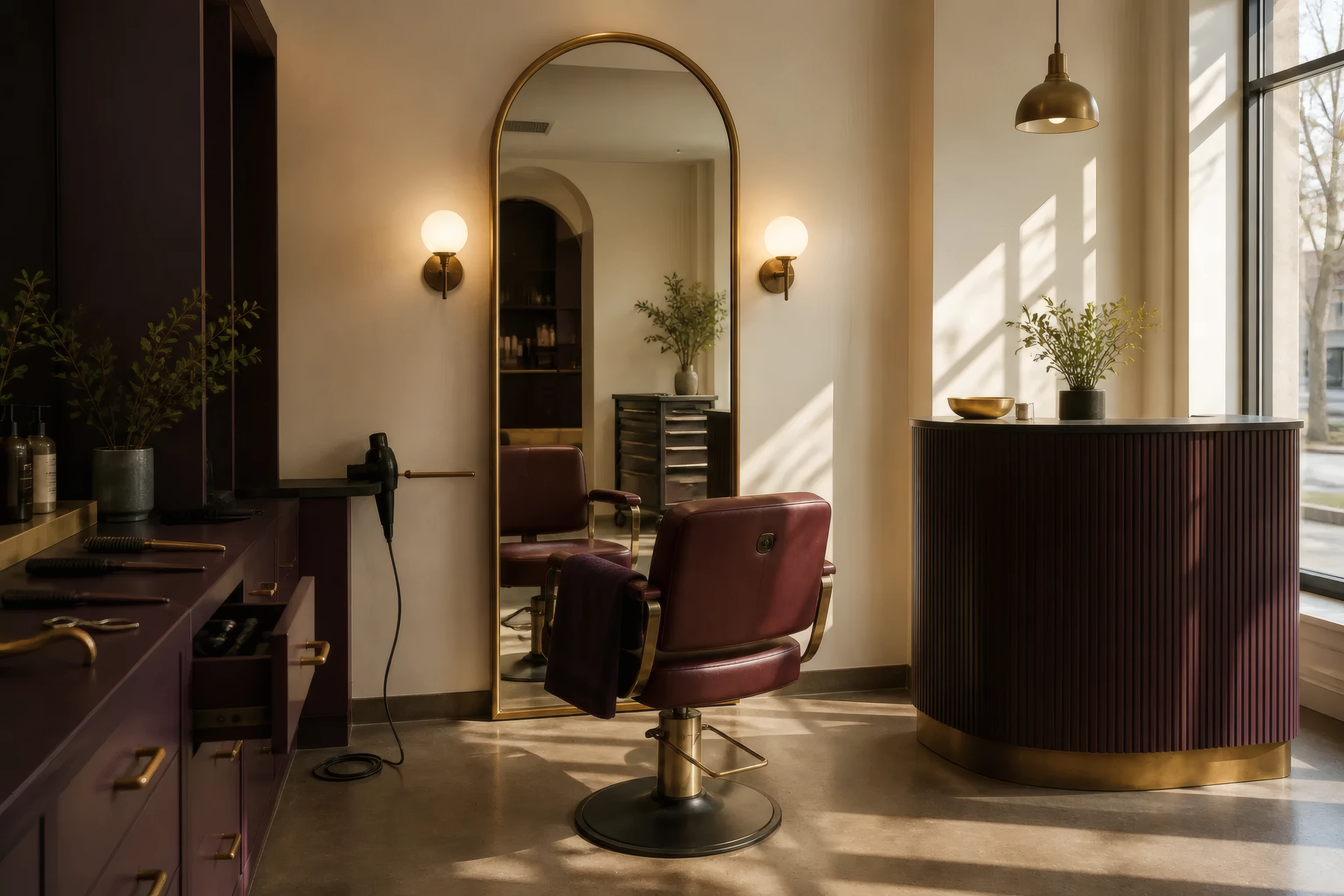 A warm independent salon ready for the working day